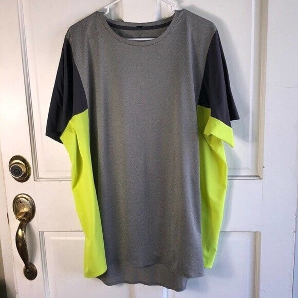 LULULEMON BLTG Grey Yellow LTWT Take The Moment SS Top Shirt Men's Size MEDIUM